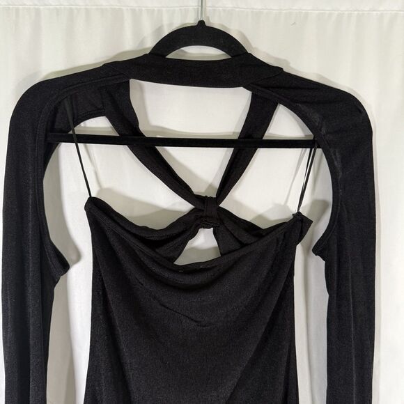 New Princess Polly Giovanni Mini Dress Womens 6 Black Pull On Unlined Semi Sheer - Picture 13 of 15